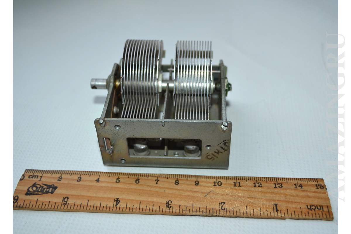 2 (Two) Section Air Variable Capacitor 2x 12-195pF Vintage Soviet USSR Working!_1_2_3_4