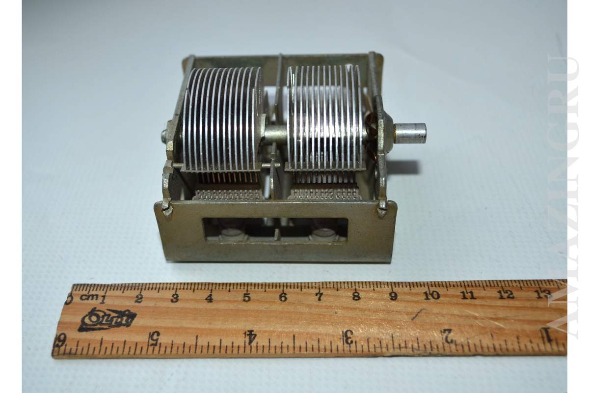2 (Two) Section Air Variable Capacitor 2x 12-195pF Vintage Soviet USSR Working!_1_2