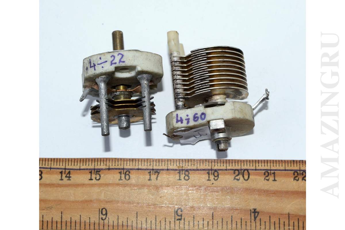 One Section Air Variable Capacitor 4-22pF, 4-60pF Vintage Soviet USSR_1_2_3 One Section Air Variable Capacitor 4-22pF, 4-60pF Vintage Soviet USSR_1_2_3