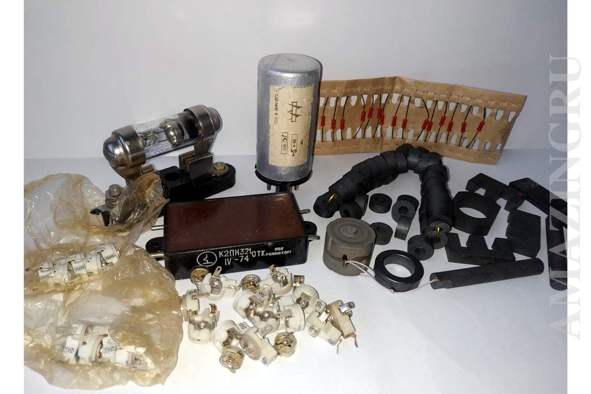 Set of Ferrite Rods, Rings, Diode Bridge, Variable Resistor, Arrester Tube R-350 Set of Ferrite Rods, Rings, Diode Bridge, Variable Resistor, Arrester Tube R-350