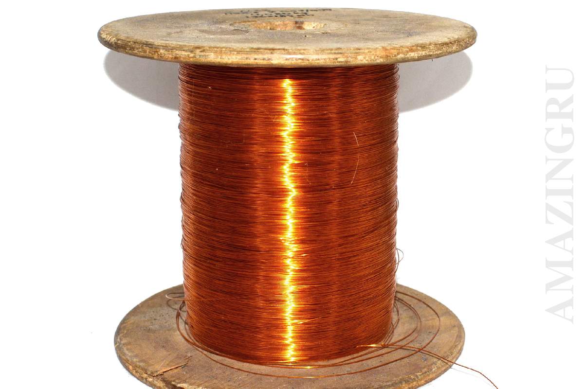 Copper Wire PEV2 Diameter 0.44 mm Wood Spool 170x185mm Vintage 1960's