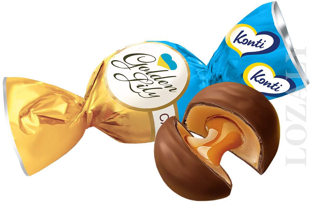 Ukrainian Sweets KONTI Toffee Chocolate Candy Golden Lily Milk