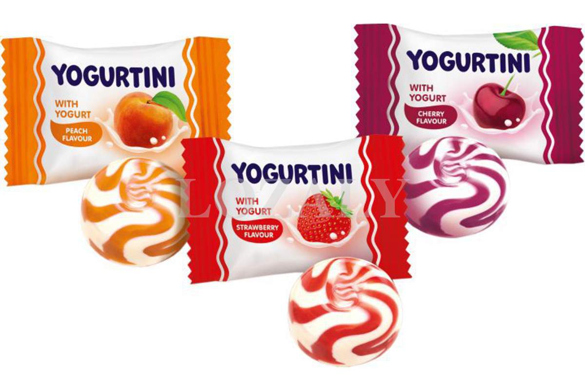 Ukrainian Sweets ROSHEN Lollipop Caramel Candy "Yogurtini" with Yogurt