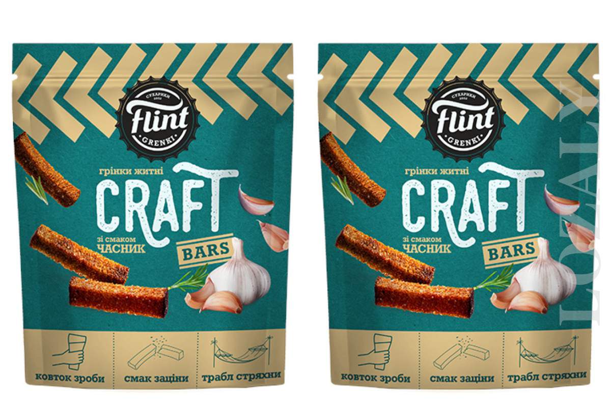 Rusk Beer Snack Baked Bread Crisps FLINT CRAFT Wheat Croutons Garlic 100g_1 Rusk Beer Snack Baked Bread Crisps FLINT CRAFT Wheat Croutons Garlic 100g_1