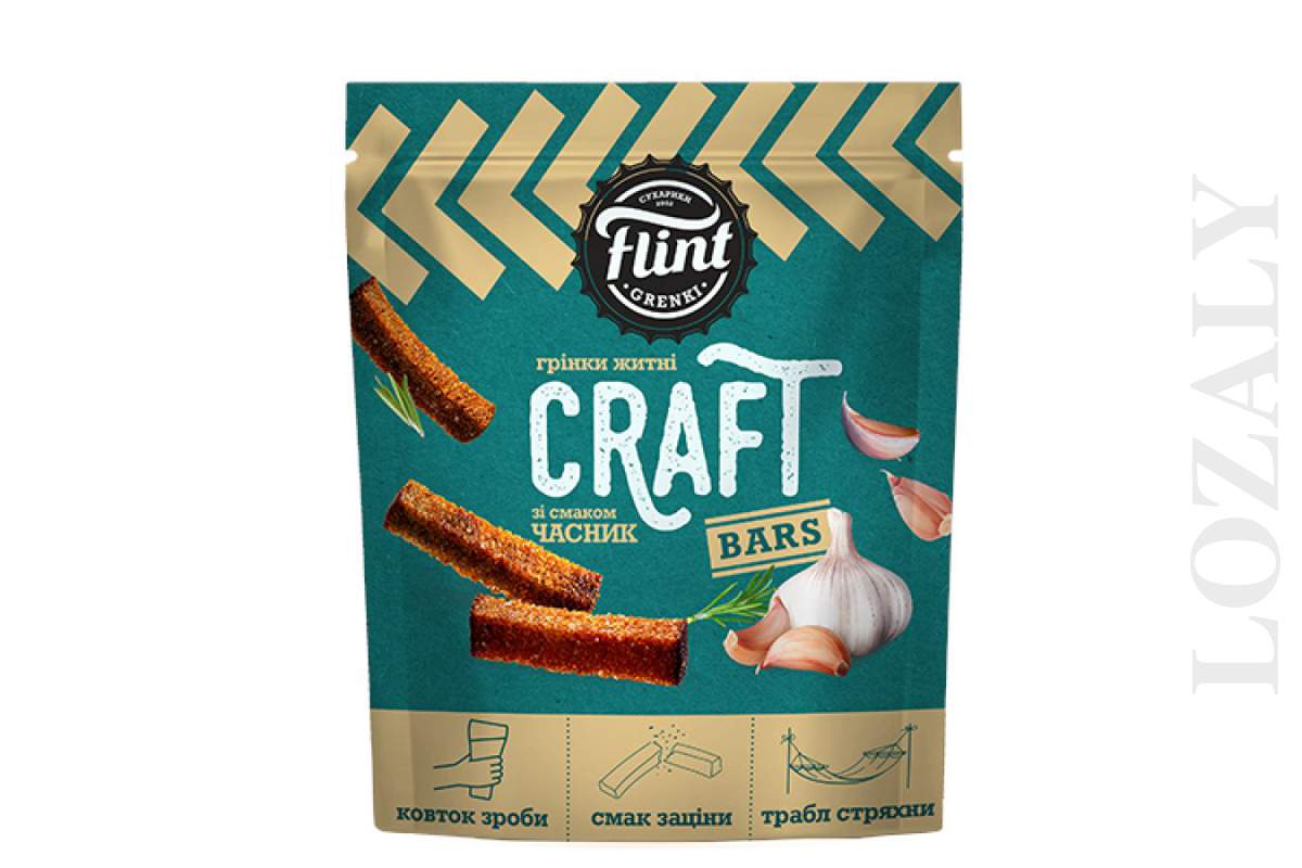 Rusk Beer Snack Baked Bread Crisps FLINT CRAFT Wheat Croutons Garlic 100g Rusk Beer Snack Baked Bread Crisps FLINT CRAFT Wheat Croutons Garlic 100g