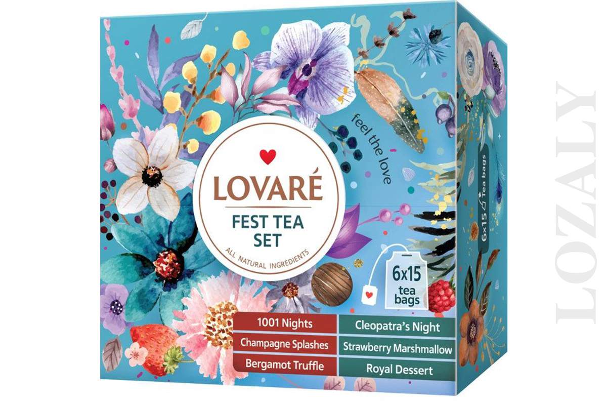 Ukrainian Assorted Black &amp; Green Fest Tea Set LOVARE 6 Flavors 90 Tea Bags_1_2_3