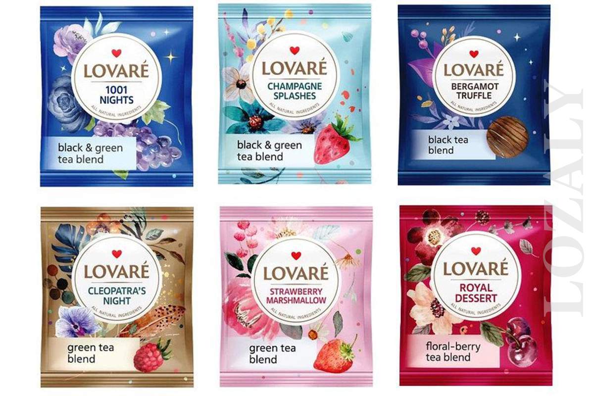 Ukrainian Assorted Black &amp; Green Fest Tea Set LOVARE 6 Flavors 90 Tea Bags