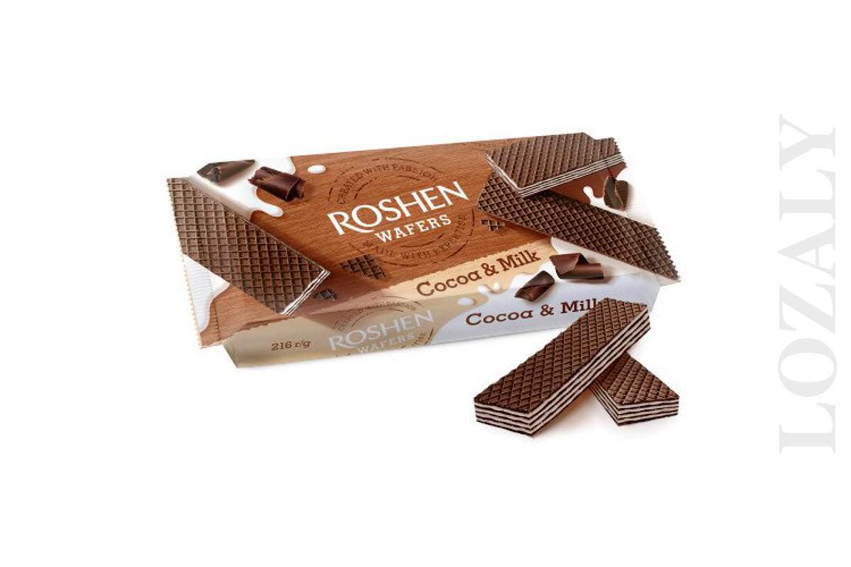 Ukrainian ROSHEN Crispy Waffers Choco, Cocoa &amp; Milk, Milk, Hazelnut_1_2