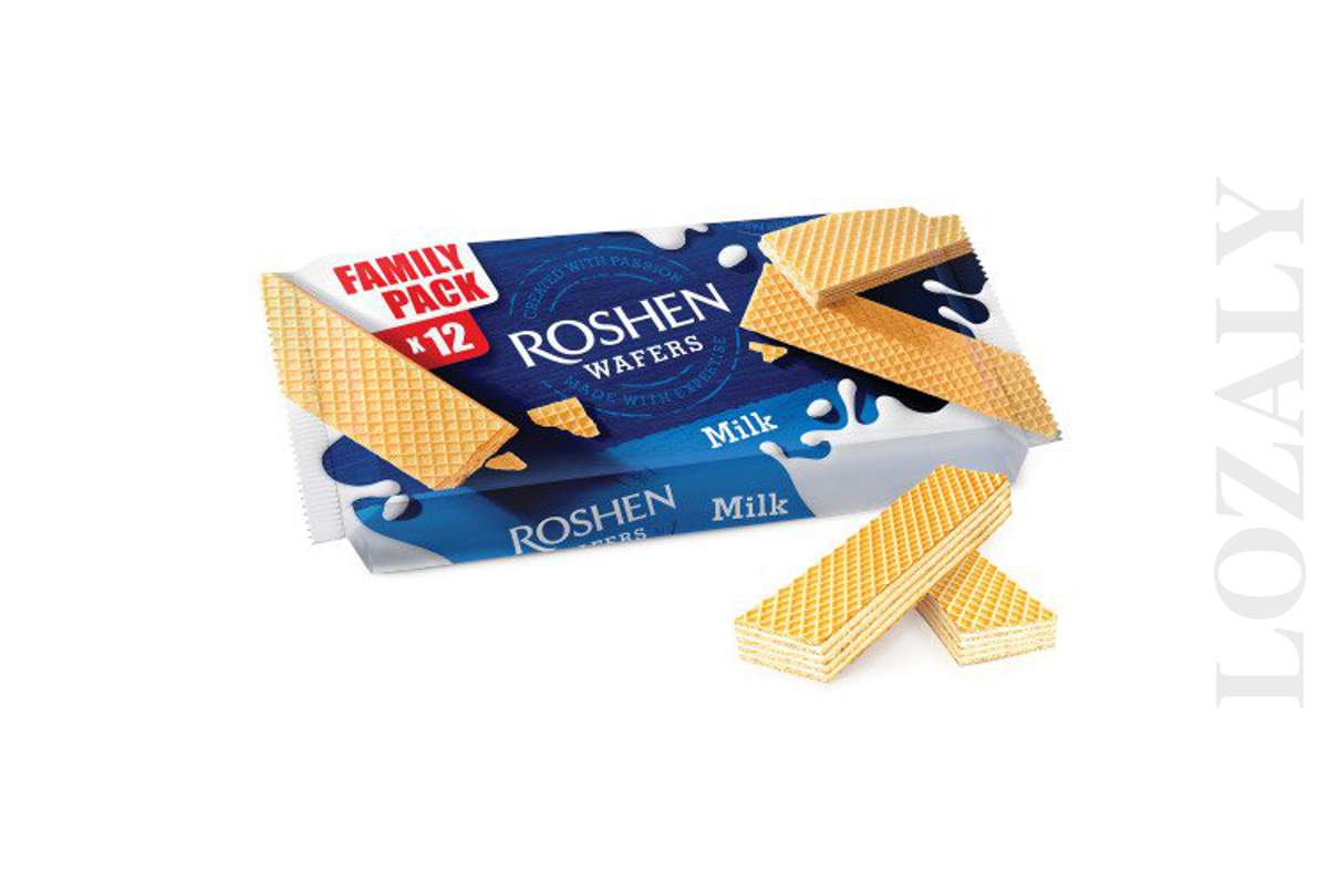 Ukrainian ROSHEN Crispy Waffers Choco, Cocoa &amp; Milk, Milk, Hazelnut