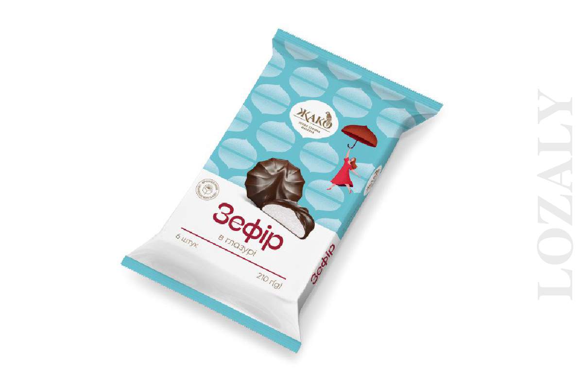 Ukrainian Sweets Soft Zefir (Marshmallows) JACO in Chocolate 210g / 7.4 oz
