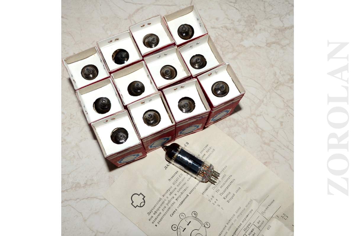 6C4P-EV = EZ90, 6Z31 Rectifier Tube Reflector Soviet 1990 NEW in BOX_1_2_3_4_5 6C4P-EV = EZ90, 6Z31 Rectifier Tube Reflector Soviet 1990 NEW in BOX_1_2_3_4_5