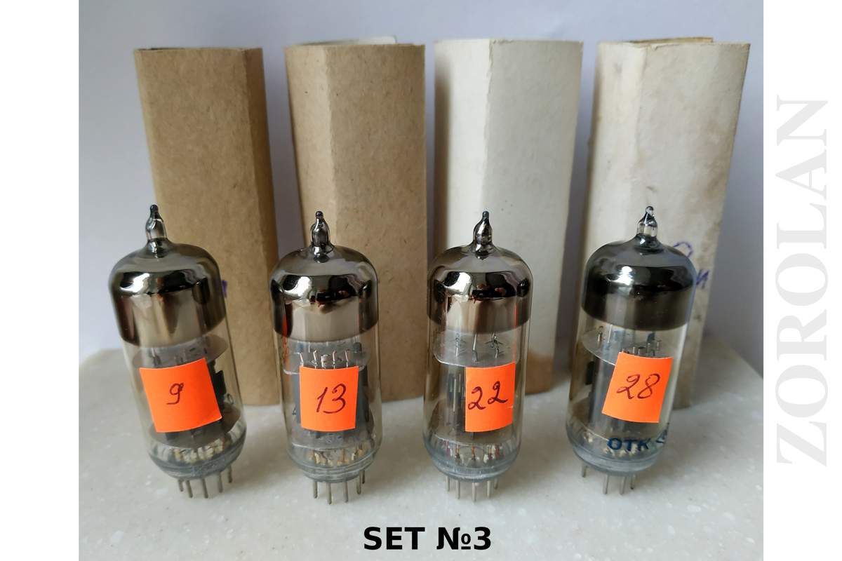 6N6P-I = ECC99, E182CC Double Triode Tube Soviet MATCHED QUAD 02/1972 NEW BOX_1_2_3_4_5