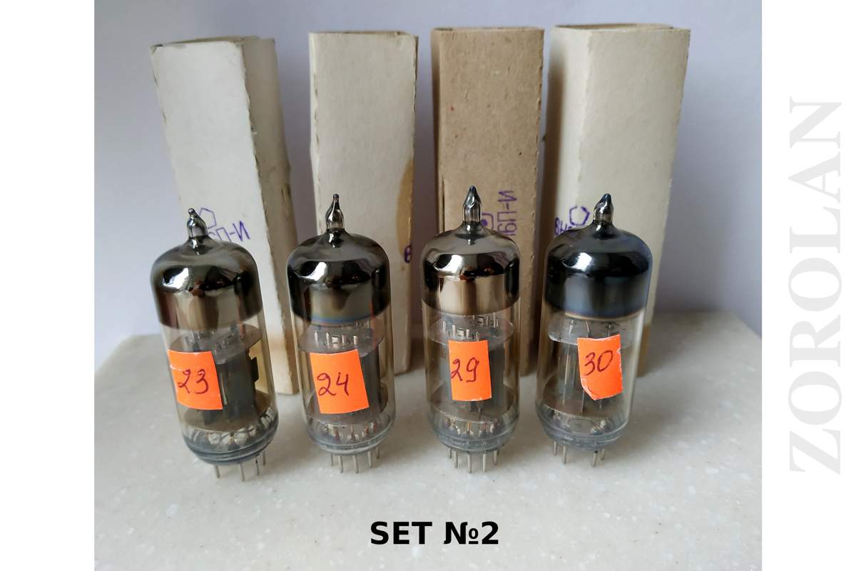 6N6P-I = ECC99, E182CC Double Triode Tube Soviet MATCHED QUAD 02/1972 NEW BOX_1_2_3
