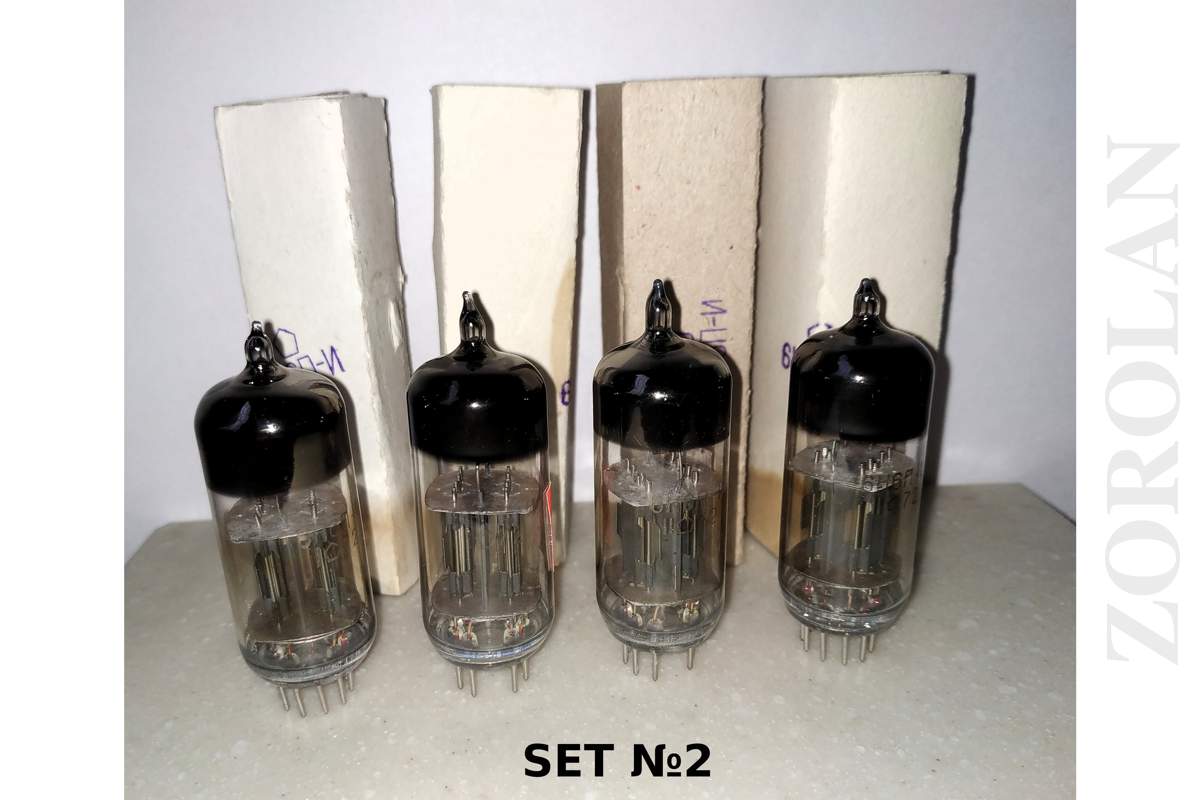 6N6P-I = ECC99, E182CC Double Triode Tube Soviet MATCHED QUAD 02/1972 NEW BOX_1_2