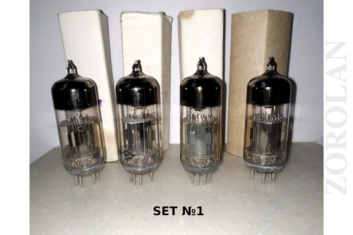 6N6P-I = ECC99, E182CC Double Triode Tube Soviet MATCHED QUAD 02/1972 NEW BOX
