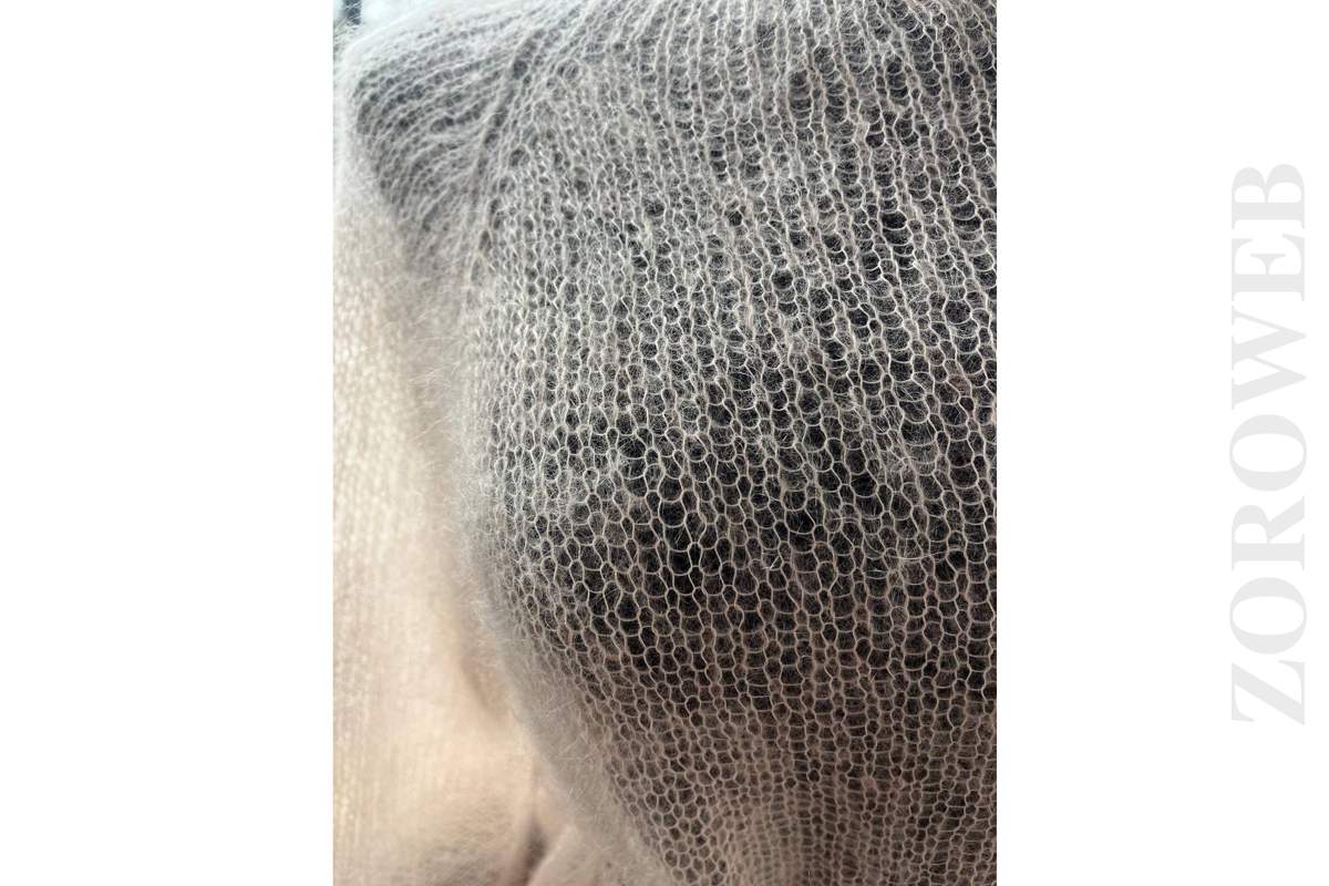 Women Powder Bridal Mohair Sweater Pullover Hand Knit Light Transparent One Size_1_2_3